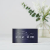 Bestuurder Professionele Metallic Navy Blauwe Visitekaartje (Staand voorkant)