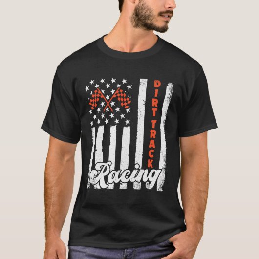 Bestuurder Racer Amerikaanse vlag Dirt Track Racin T-shirt (Voorkant)