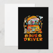 Bestuurder schoolbus pompoenseizoen skelet herfst  kaart (Voorkant / Achterkant)