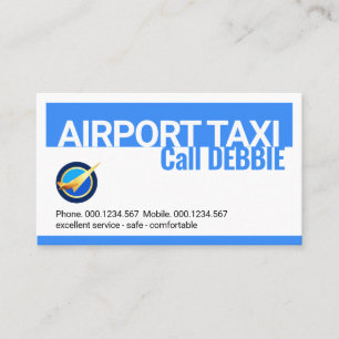 Bestuurder Taxi Cab Auto Blue Skies Luchthaven Visitekaartje