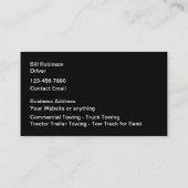 Bestuurder van zware sleepwagens visitekaartje (Achterkant)