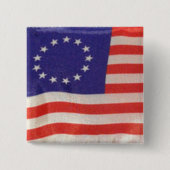 Besty Ross American Flag Square Button Pin (Voorkant)