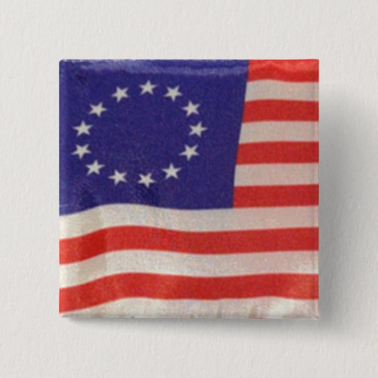 Besty Ross American Flag Square Button Pin (Voorkant)
