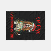 Bet Hound Dog Christmas I'm Fine Everything Is Fin Fleece Deken (Voorkant (Horizontaal))