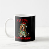Bet Hound Dog Christmas I'm Fine Everything Is Fin Koffiemok (Links)