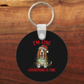 Bet Hound Dog Christmas I'm Fine Everything Is Fin Sleutelhanger (Voorkant)