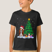 Bet Hound Dog Xmas Tree Lights Reindeer Hat Christ T-shirt (Voorkant)