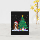 Bet Hound Dog Xmas Tree Lights Reindeer Pet Christ Kaart (Gele Bloem)