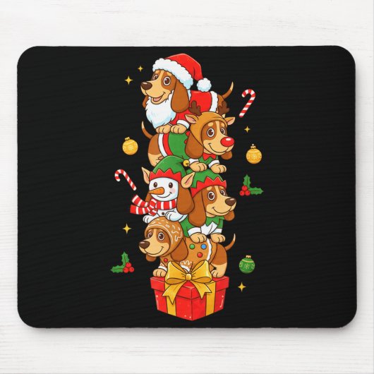 Bet Hound Santa Elf Snowman Christmas Womens Mens  Muismat (Voorkant)