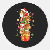 Bet Hound Santa Elf Snowman Christmas Womens Mens  Ronde Sticker (Voorkant)