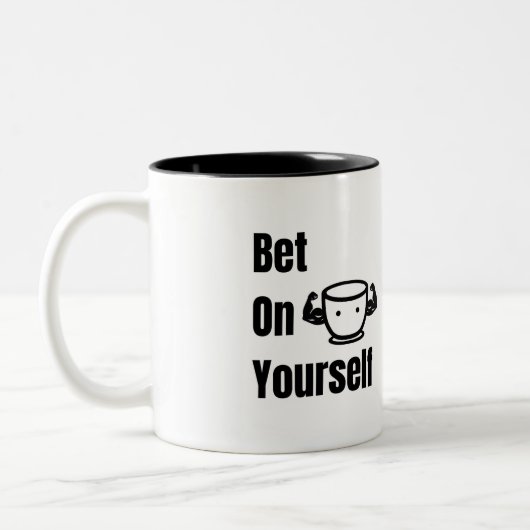 Bet On Yourself Bold Motivation Self Belief Tweekleurige Koffiemok (Links)