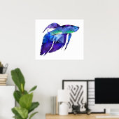 Beta Fish for Polygon Mosaic Blue Poster (Thuiskantoor)