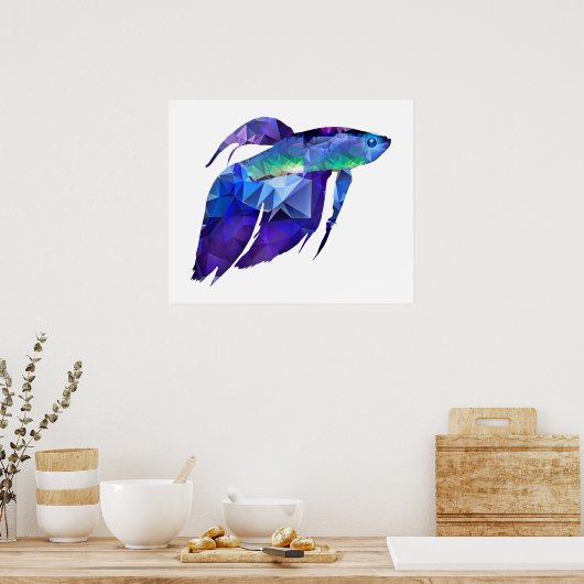 Beta Fish for Polygon Mosaic Blue Poster (Keuken)