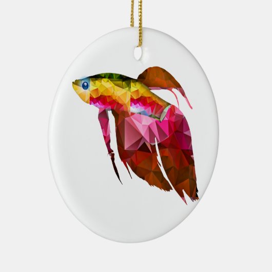 Beta Fish for Polygon Mosaic Pink Keramisch Ornament (Rechts)