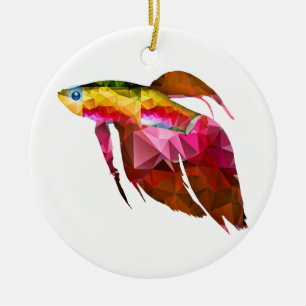 Beta Fish for Polygon Mosaic Pink Keramisch Ornament