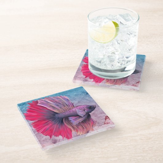 Beta Fish Glazen Onderzetter (Schuin)