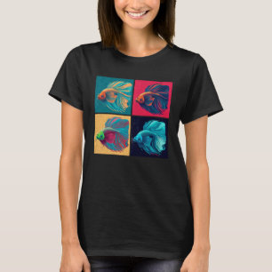 Beta Fish Pop Illustratie Kleurrijke Dierlijke Vro T-shirt