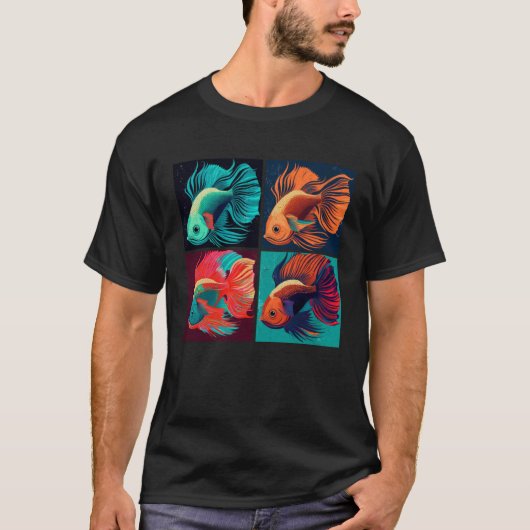 Beta Fish Pop Illustration Colorful Animal Women   T-shirt (Voorkant)