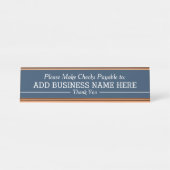 Betaal de cheque aan de handelsnaam Navy Bureau Naambordje (Voorkant)