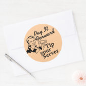 Betaal het vooruit, tip uw server ronde sticker (Envelop)