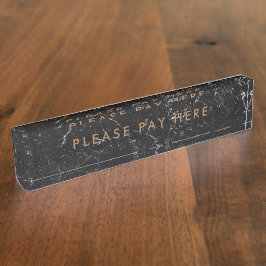 Betaal hier Zwart marmer Gold Business Naambordje