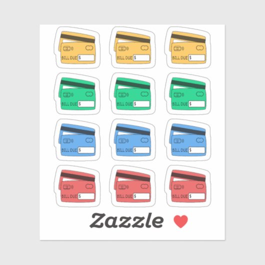 Betaal lening creditcards betaling herinnering pla sticker (Vel)