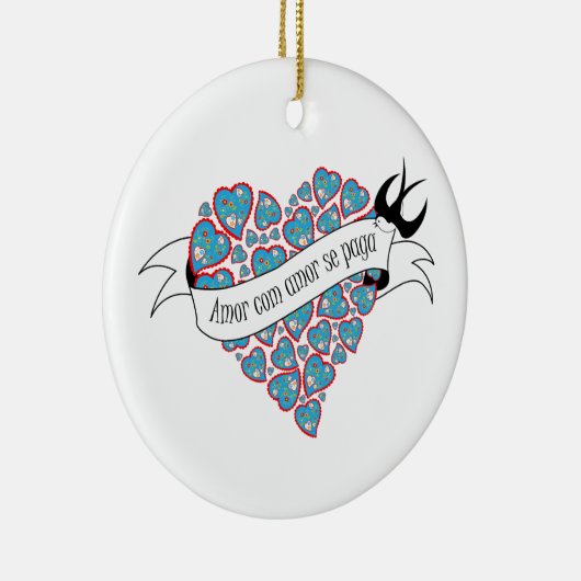 Betaal liefde met geïllustreerd Portugees spreekwo Keramisch Ornament (Rechts)