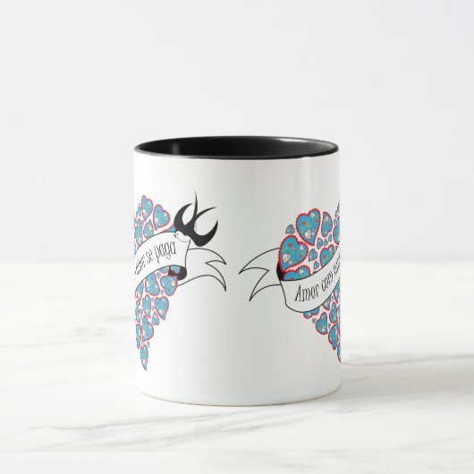 Betaal liefde met geïllustreerd Portugees spreekwo Mok (Midden)