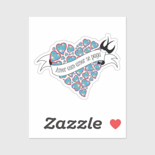 Betaal liefde met geïllustreerd Portugees spreekwo Sticker (Vel)