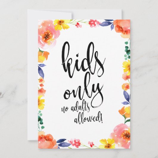 Betaalbaar bloem Boho bruiloftsbord voor kinderent Kaart (Voorkant)