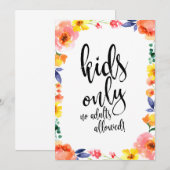 Betaalbaar bloem Boho bruiloftsbord voor kinderent Kaart (Voorkant / Achterkant)