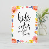 Betaalbaar bloemen boho trouwfeest bord voor kinde kaart (Staand voorkant)