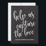 Betaalbaar bordbord voor bruiloft hashtag<br><div class="desc">Een elegant teken van de snijrandbruiloft,  kenmerkt de tekst "ons helpen de liefde"in een geëxtraheerde manuscriptdoopvont vangen,  voegt de borsteltextuur een spontaan en playful gevoel toe. De achtergrondkleur kan aan uw behoeften en voorkeuren worden aangepast. Neem contact met mij op als u een speciaal verzoek hebt.</div>