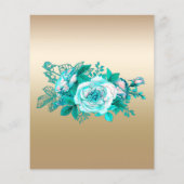 Betaalbaar Goud en Turquoise Rozen Bruiloft uitnod Flyer (Achterkant)