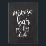 Betaalbaar huwelijksbord voor Mimosa Bar Kaart<br><div class="desc">Een elegant teken van de snijrand bruiloft,  kenmerkt de tekst "mimosa bar,  pop,  fizz,  klok!"in een extraverte manuscriptdoopvont,  voegt de borsteltextuur een spontaan en playful gevoel toe. De achtergrondkleur kan aan uw behoeften en voorkeuren worden aangepast. Neem contact met mij op als u een speciaal verzoek hebt.</div>