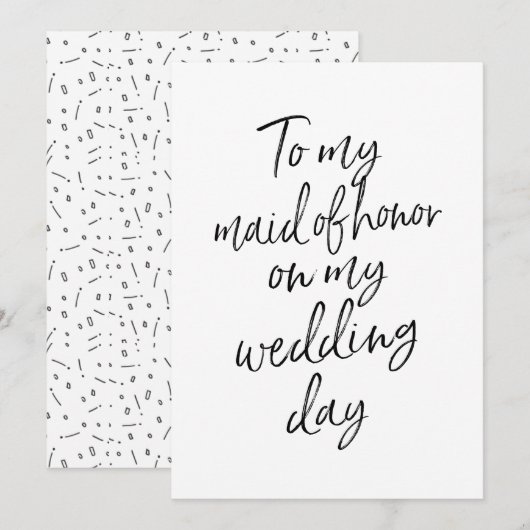 Betaalbaar voor mijn dienstmeisje op mijn trouwdag kaart (Voorkant / Achterkant)