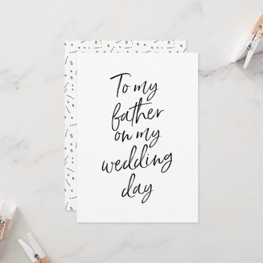 Betaalbaar voor mijn vader op mijn trouwdag kaart (Voorkant / Achterkant in situ)