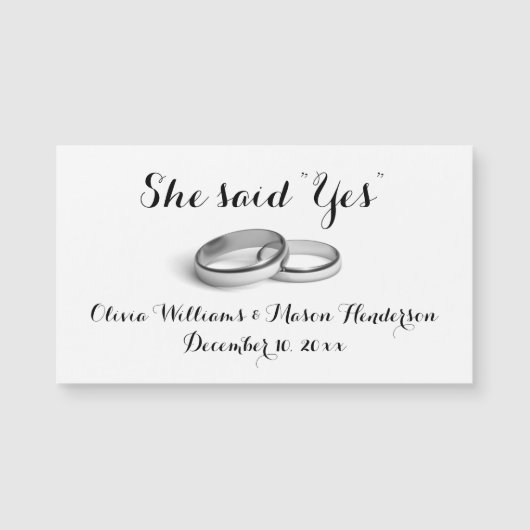 Betaalbaar: ze zei "Ja" sparen de Datum Magnet (Voorkant)