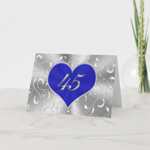 Betaalbare Blauwe Huwelijksjubileumkaarten 45 Jaar Kaart