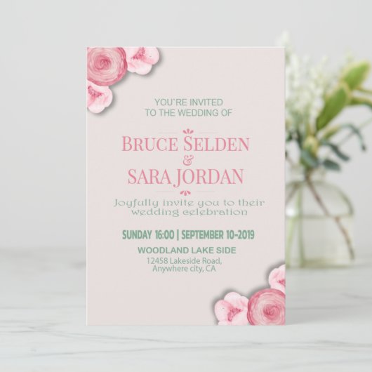 Betaalbare Bloemen Trouwbericht Kaart (Staand voorkant)