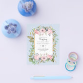 Betaalbare budget roze blos roze bloemen bruiloft flyer (Enkel)