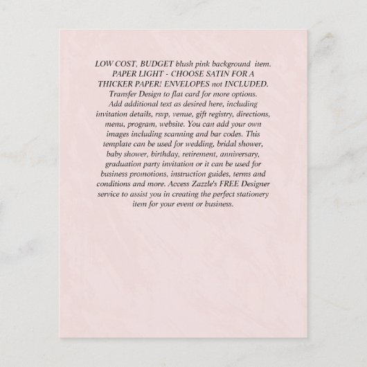 Betaalbare budgettaire roze bleekroze finale bruil flyer (Achterkant)