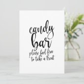 Betaalbare Calligraphy Bruiloftsschild Candy Bar Kaart (Staand voorkant)