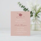 Betaalbare Chic Roze Afstudeerhoed Viering Uitnodi (Staand voorkant)
