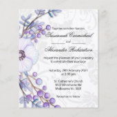 Betaalbare Damast en Paarse Botanische Bruiloft Flyer (Voorkant)