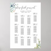 Betaalbare Dusty Blue Wedding Seating Chart Poster (Voorkant)