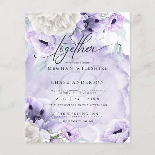 Betaalbare Elegant Waterverf Lila Flowers (Voorkant)