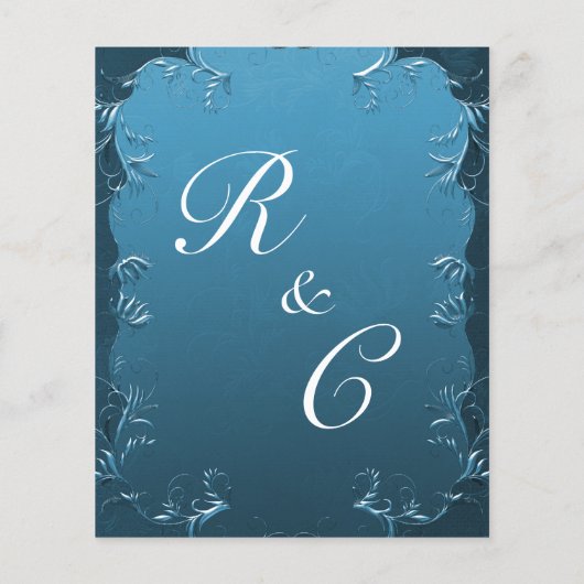 Betaalbare Elegante Blauwgroen Swirls Bruiloft Uit Flyer (Achterkant)