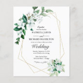 Betaalbare geometrische groen bruiloft uitnodiging (Voorkant)