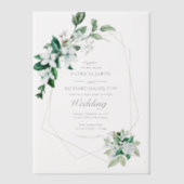 Betaalbare geometrische groene bruiloft vellum uitnodigingen (Voorkant)